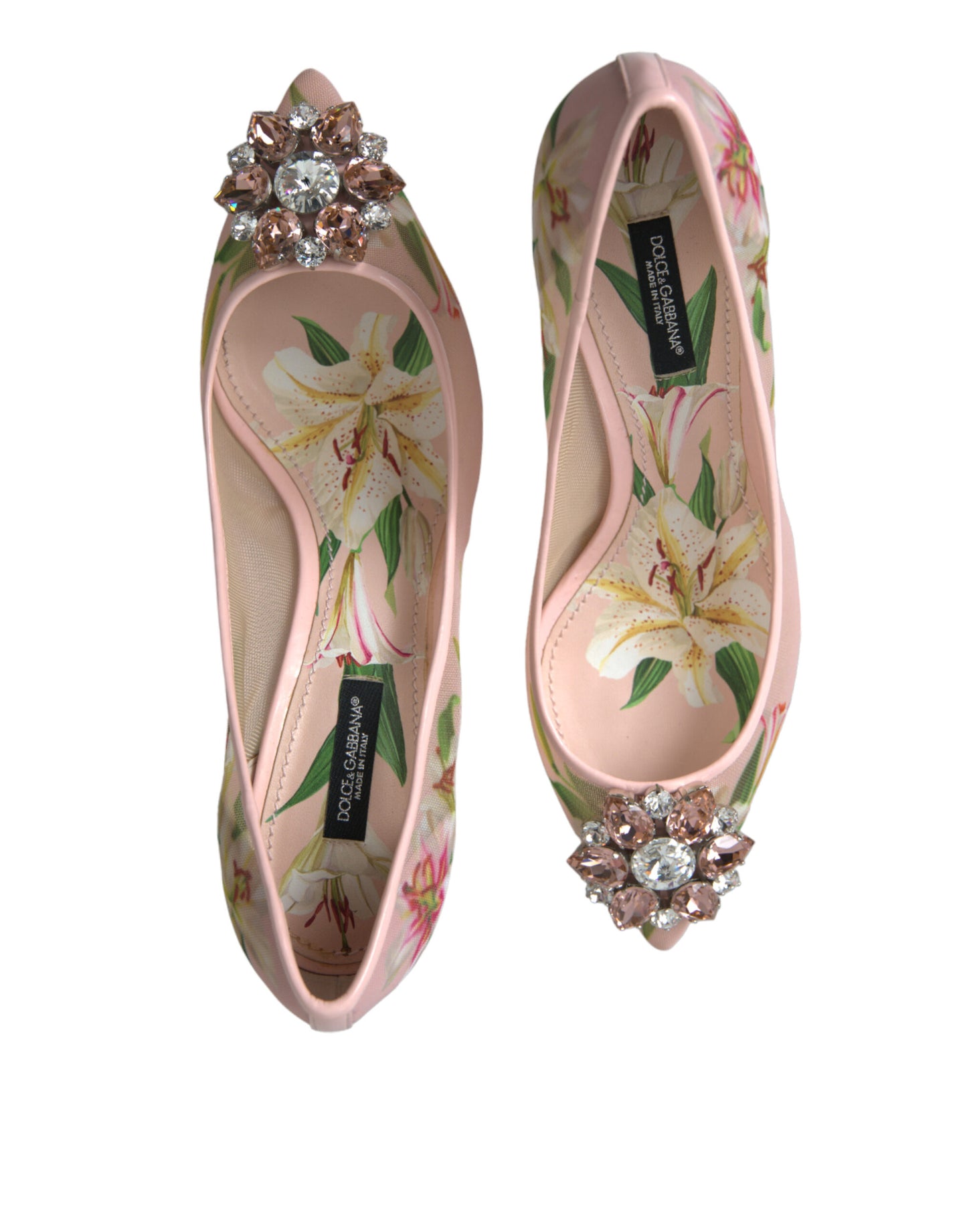 Dolce & Gabbana Elegante Lyserøde Blomster Krystal Pumps