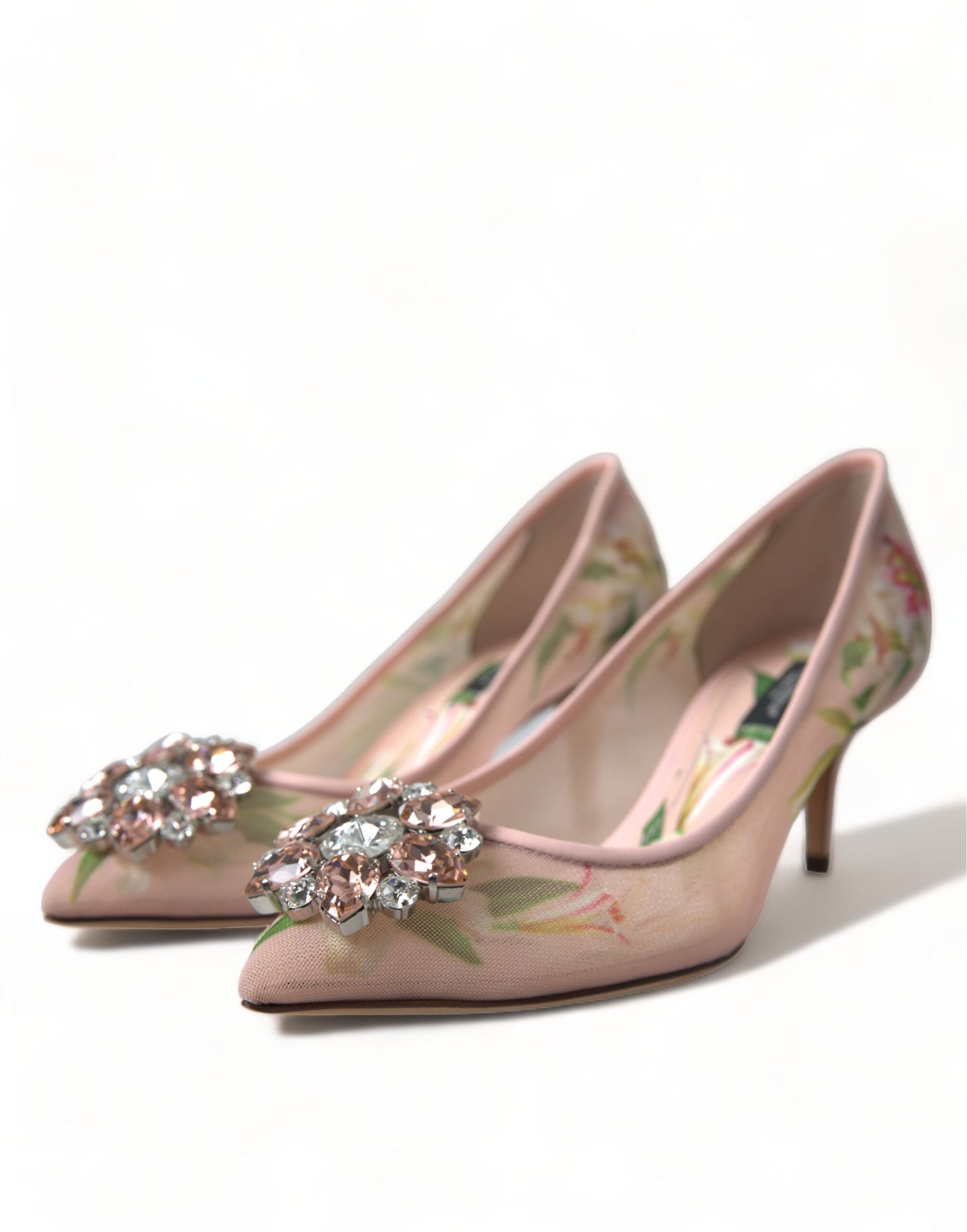 Dolce & Gabbana Elegante Lyserøde Blomster Krystal Pumps