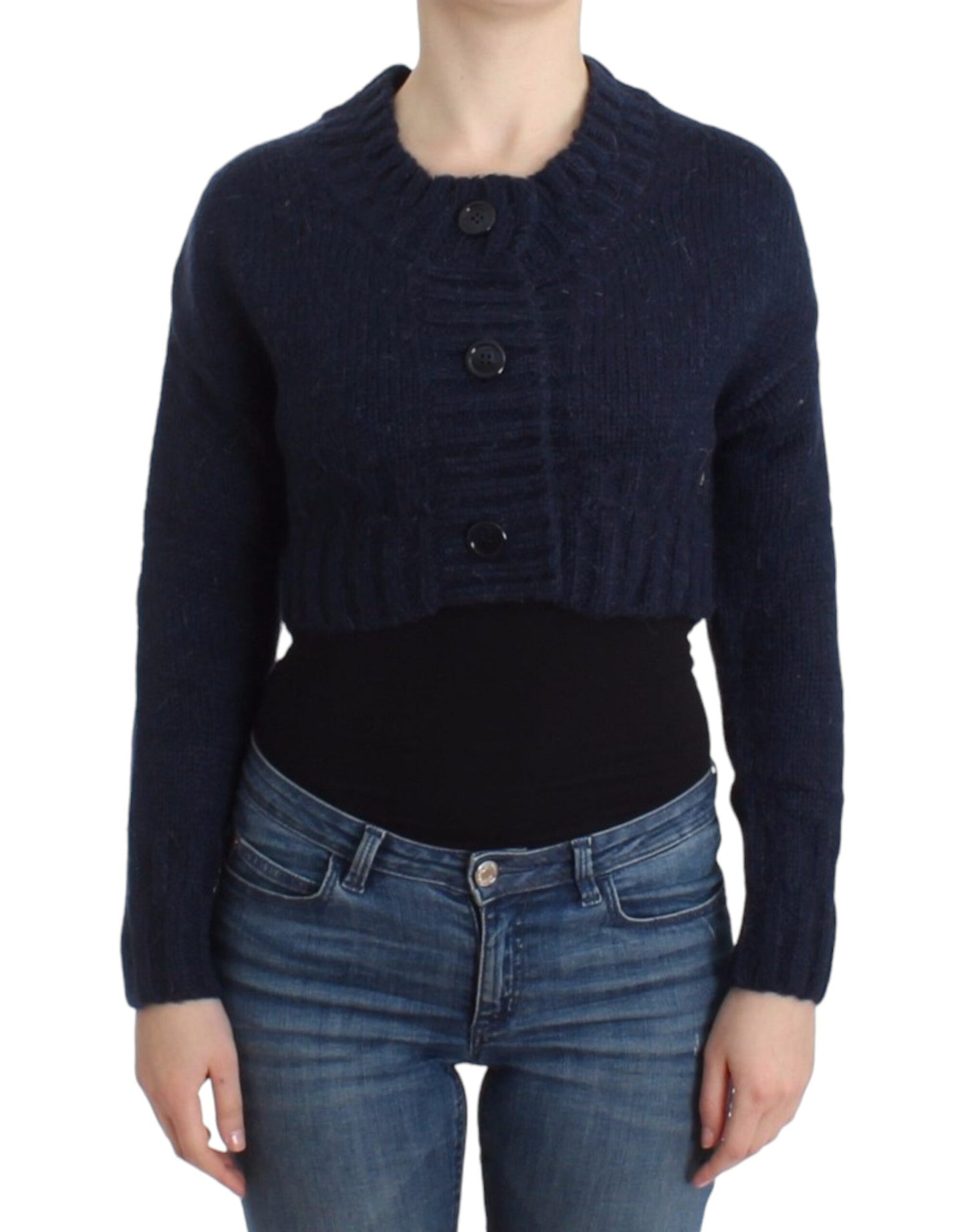 John Galliano Chic Cropped Blå Cardigan
