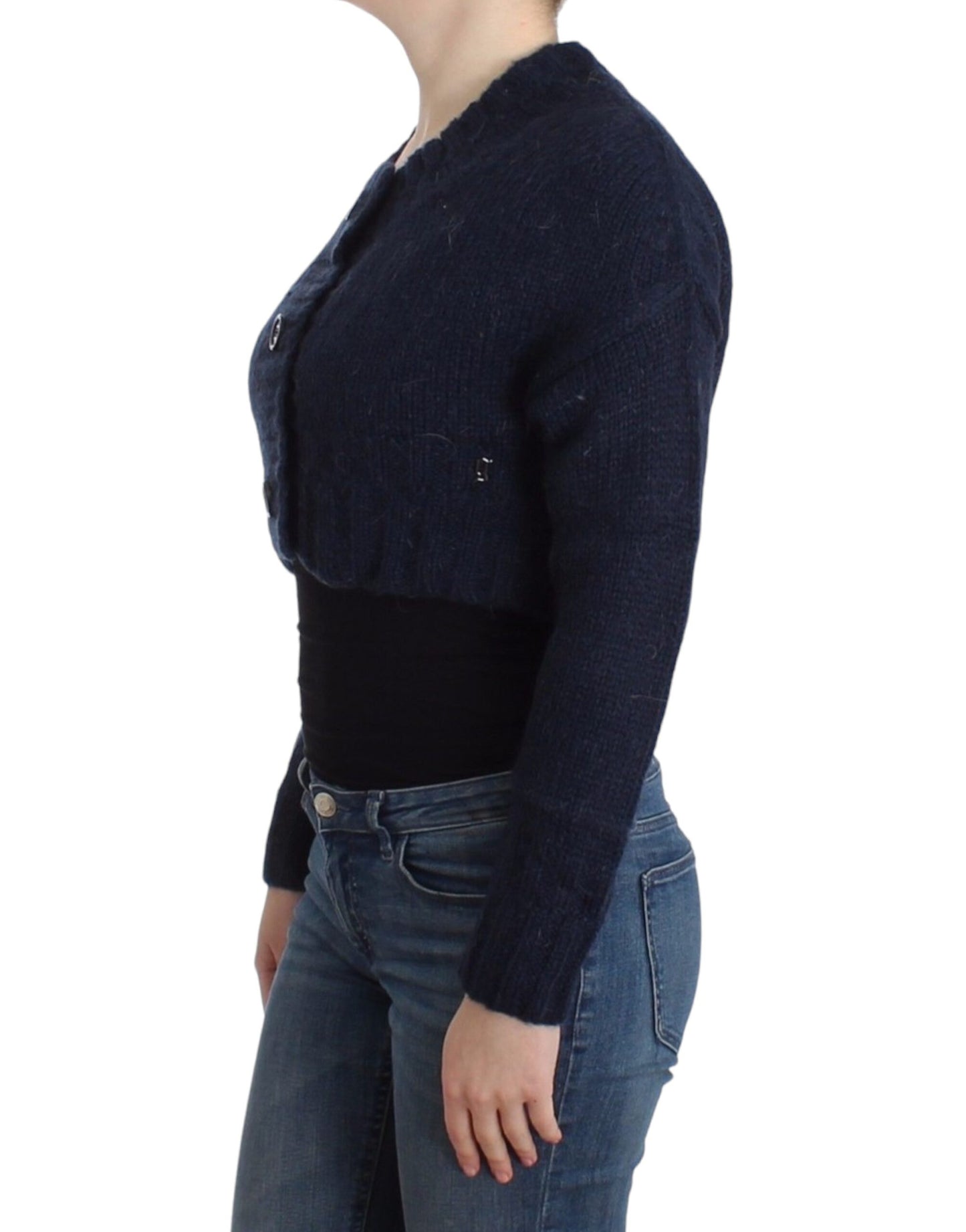 John Galliano Chic Cropped Blå Cardigan