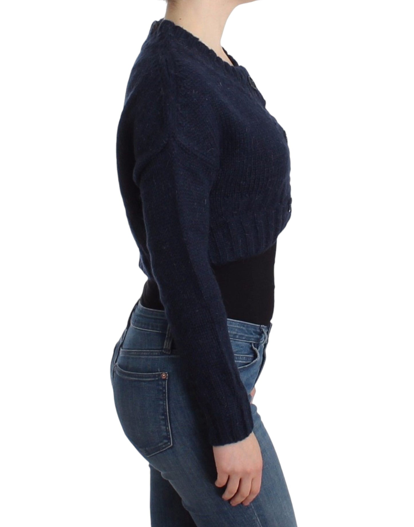 John Galliano Chic Cropped Blå Cardigan