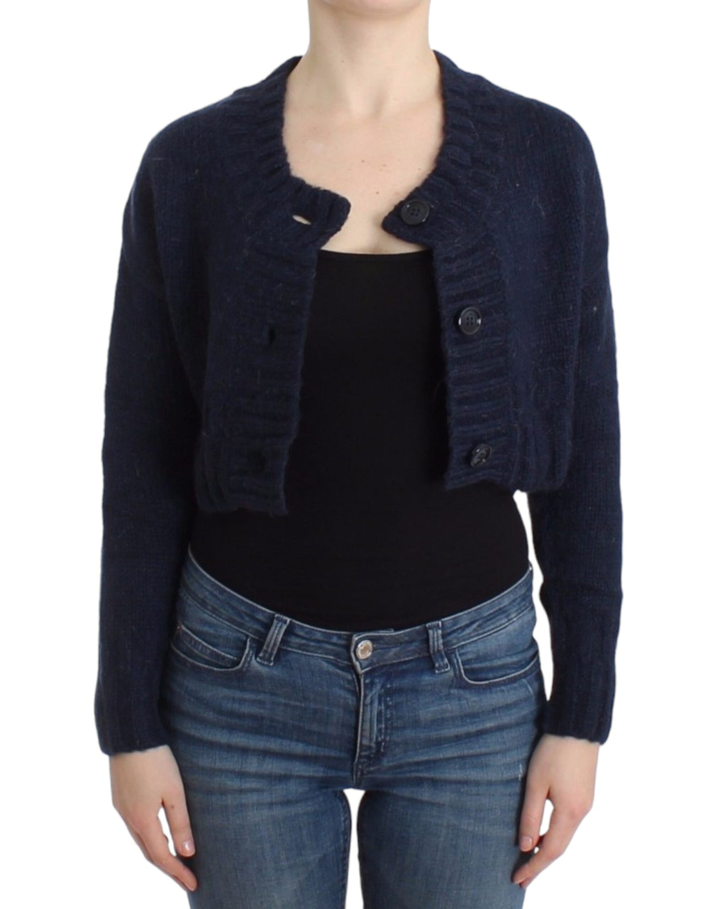 John Galliano Chic Cropped Blå Cardigan