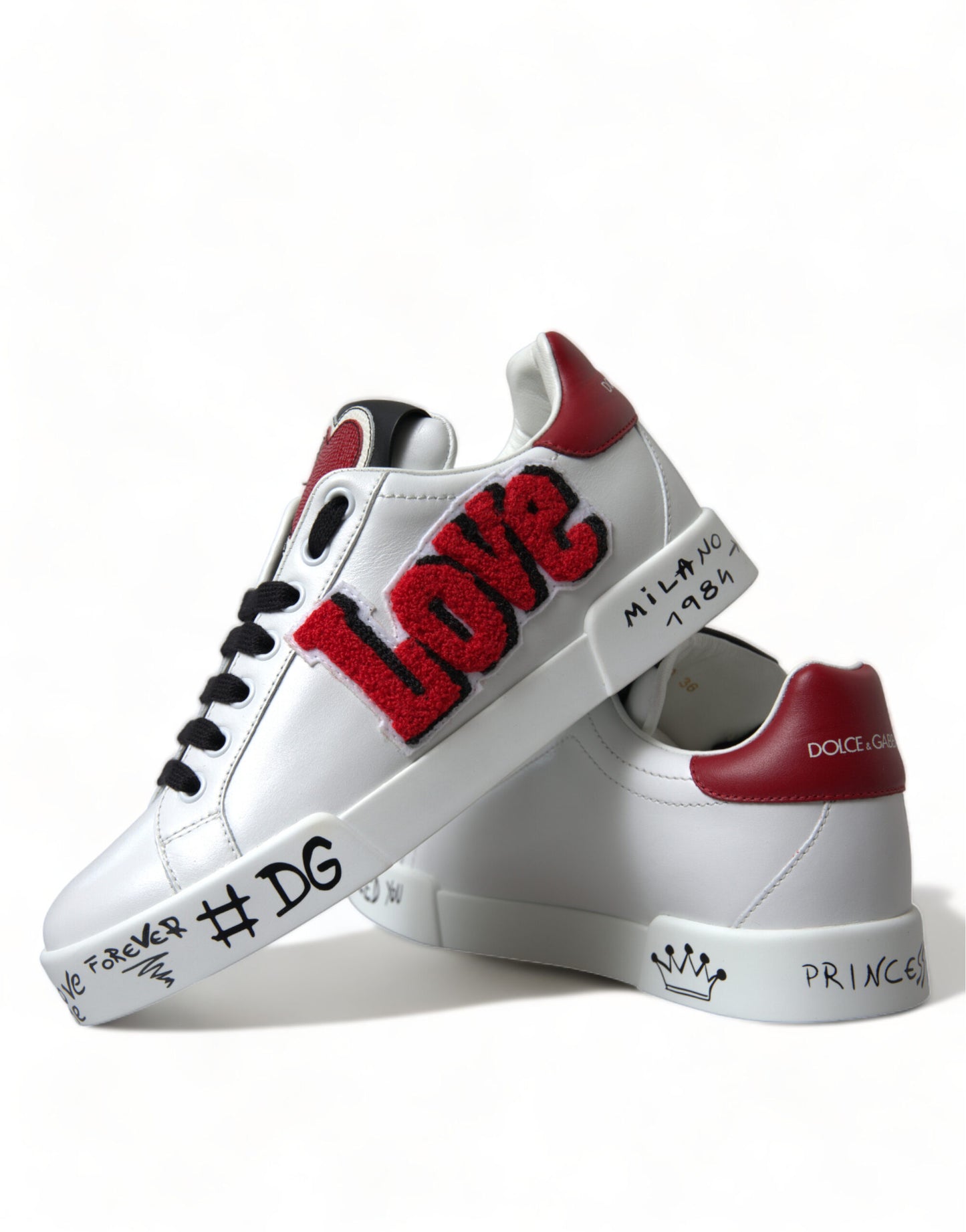 Dolce & Gabbana Chic Hvide Portofino Lædersneakers