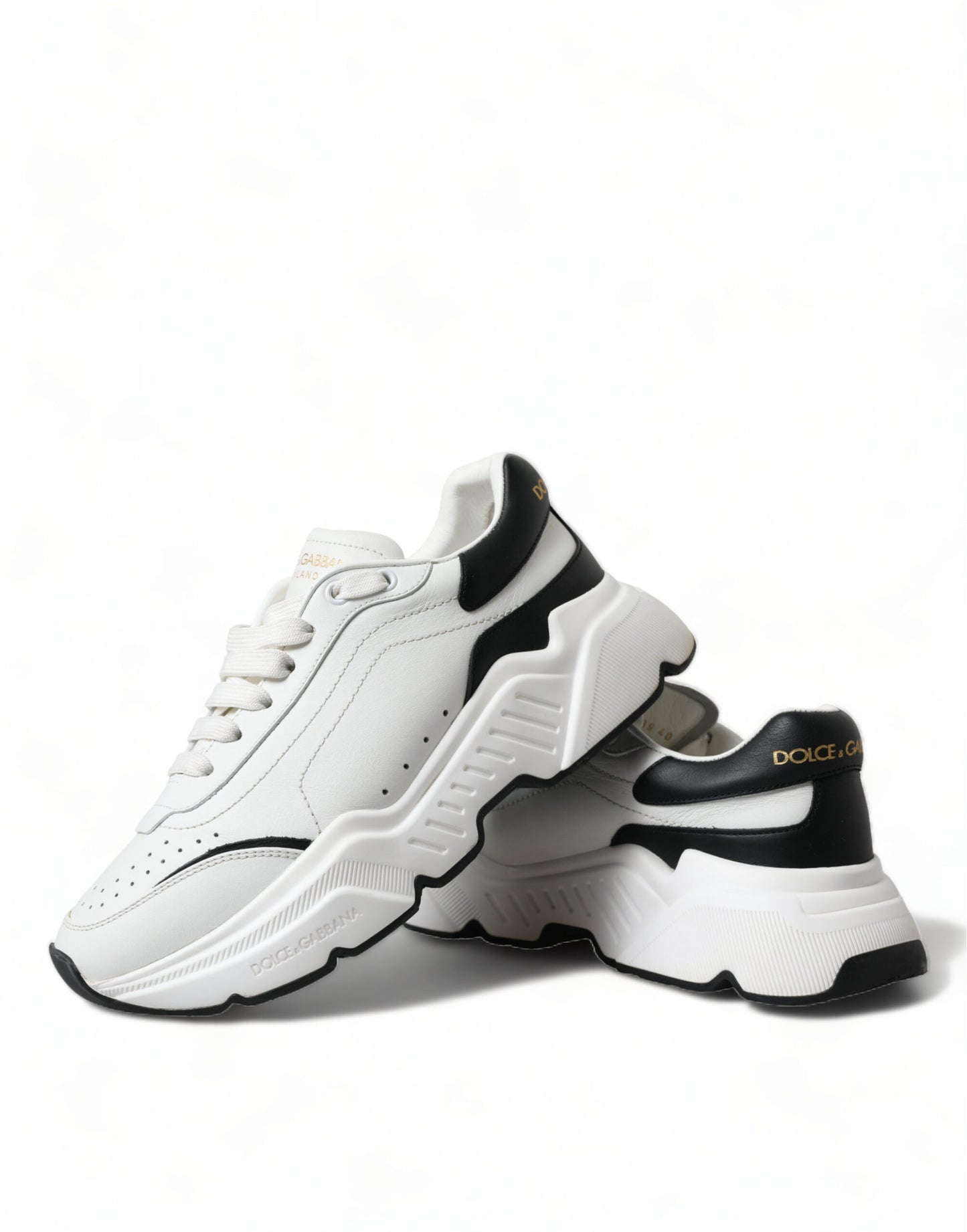 Dolce & Gabbana Chic Sort & Hvide Daymaster Lædersneakers