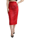 Dolce & Gabbana Chic Rød Højtaljet Transparent Midi-Nederdel
