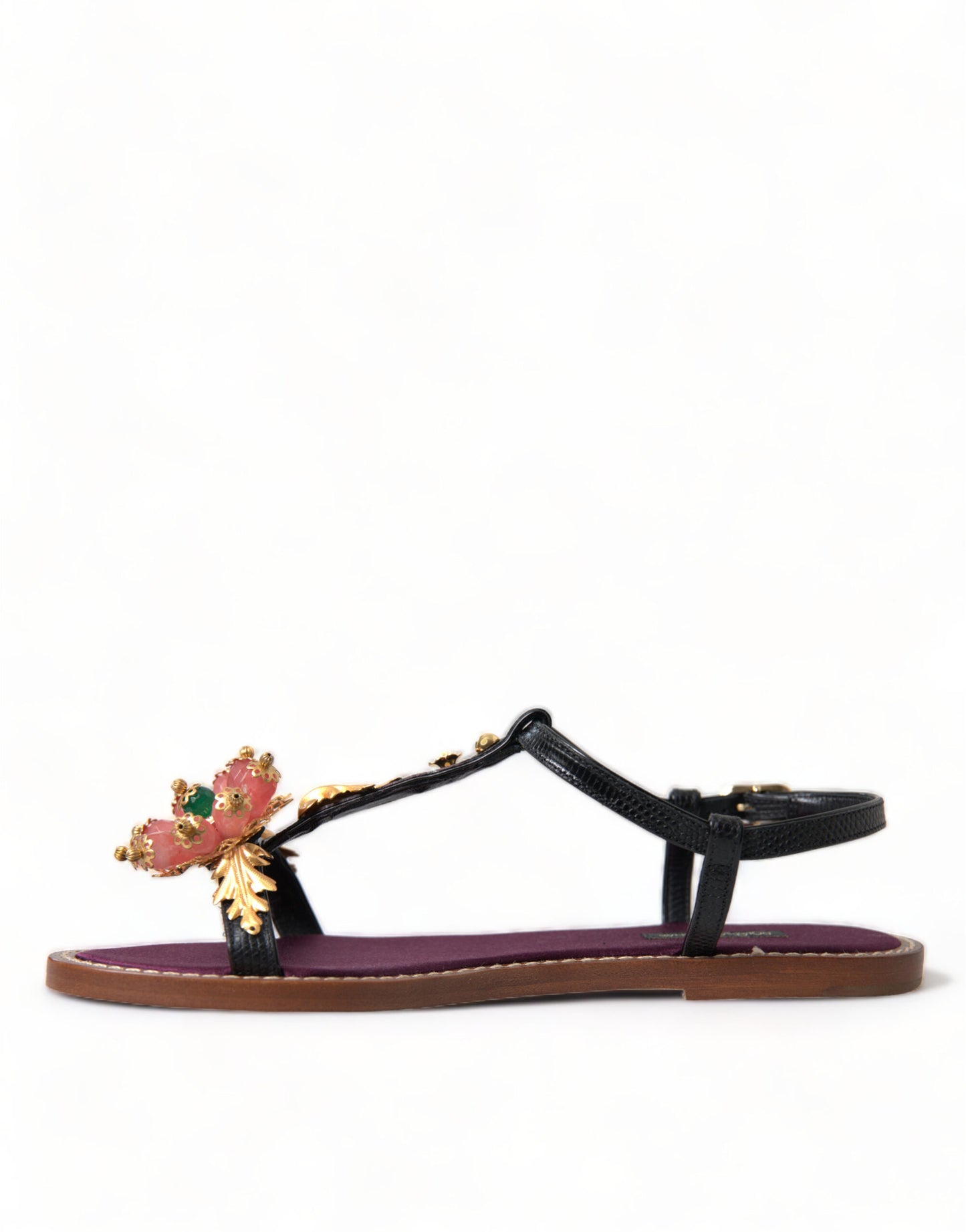 Dolce & Gabbana Elegante Krystaludsmykkede Flade Sandaler