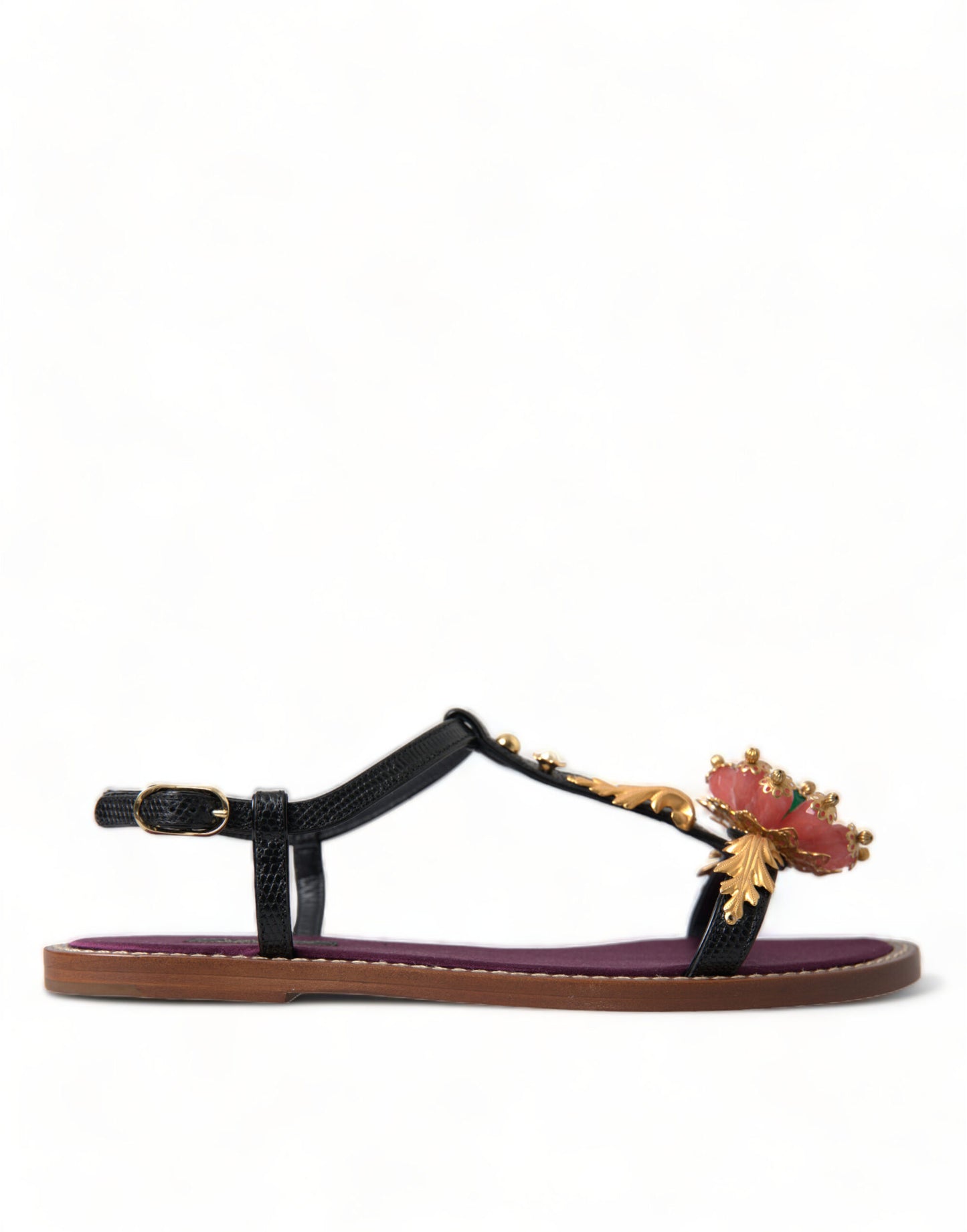 Dolce & Gabbana Elegante Krystaludsmykkede Flade Sandaler