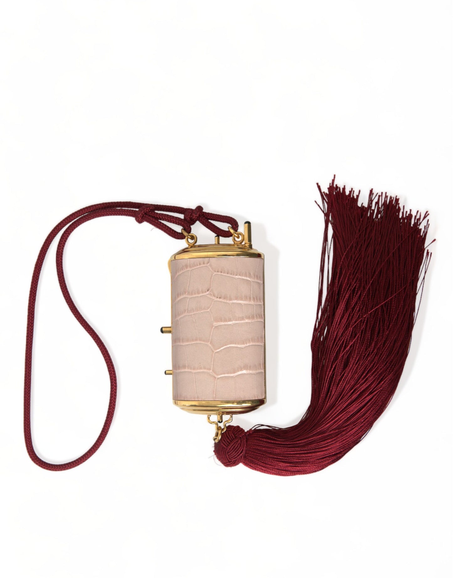 Dolce & Gabbana Eksotisk Pink Læder Mini Spejltaske med Kvast
