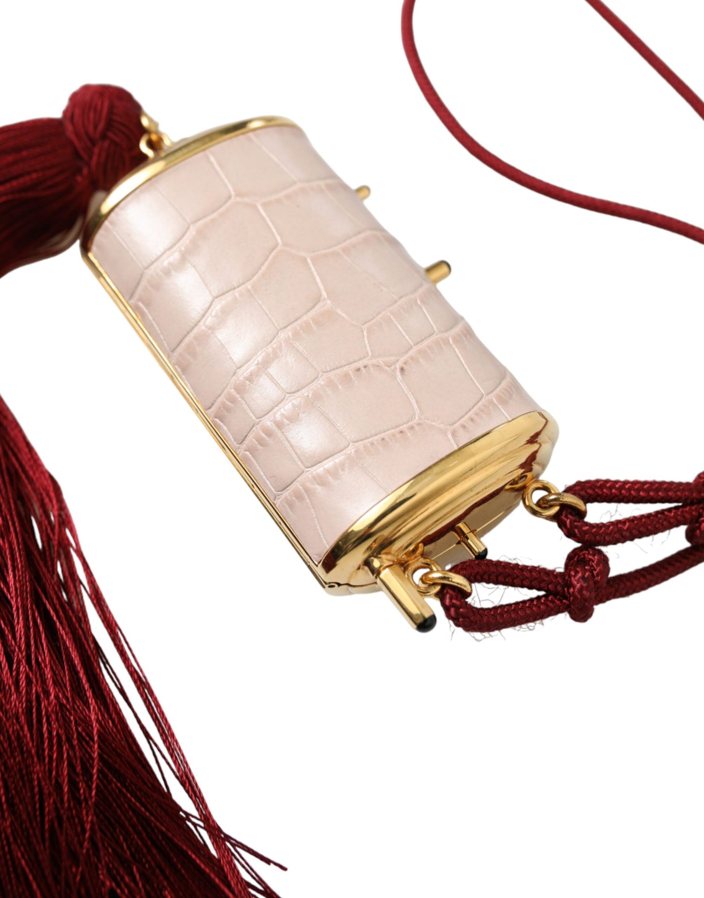 Dolce & Gabbana Eksotisk Pink Læder Mini Spejltaske med Kvast
