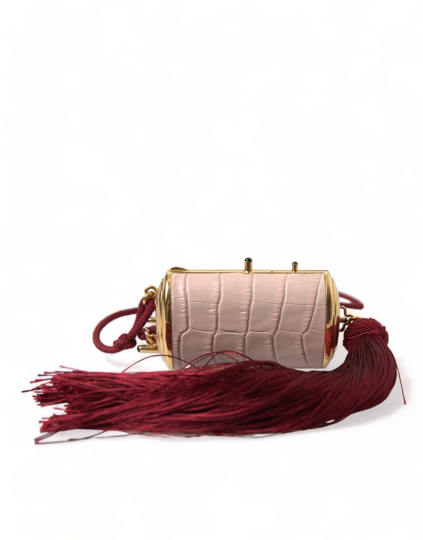 Dolce & Gabbana Eksotisk Pink Læder Mini Spejltaske med Kvast