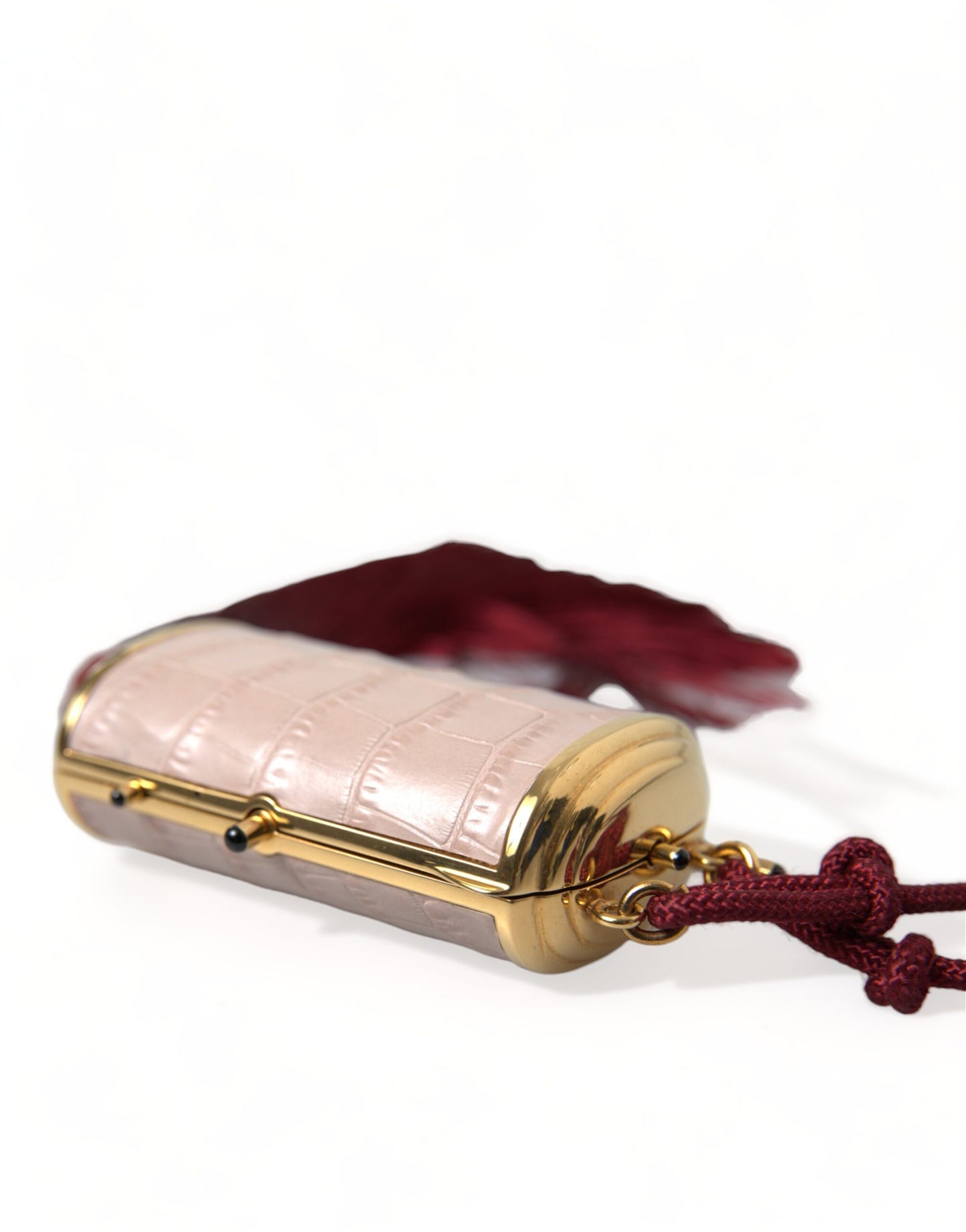 Dolce & Gabbana Eksotisk Pink Læder Mini Spejltaske med Kvast