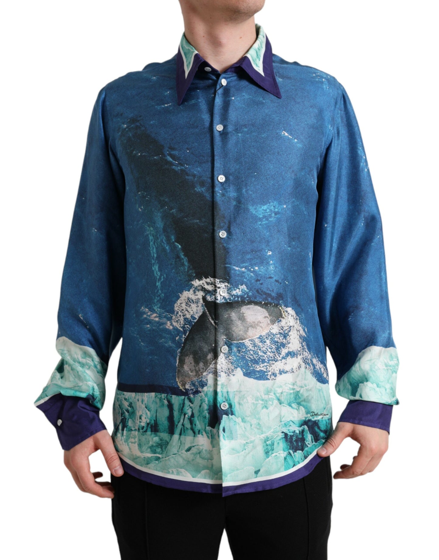 Dolce & Gabbana Elegant Silkeskjorte med Havprint