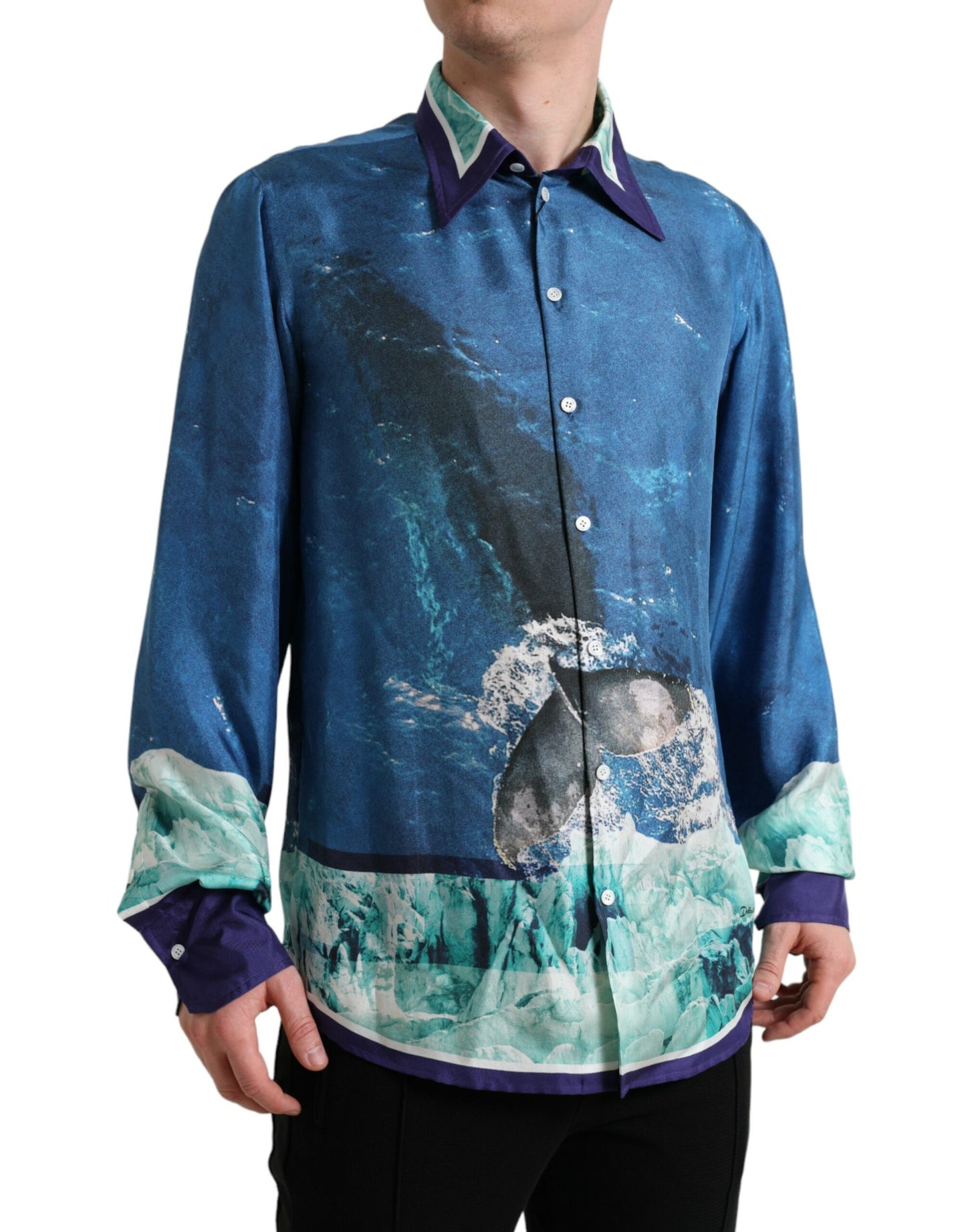 Dolce & Gabbana Elegant Silkeskjorte med Havprint