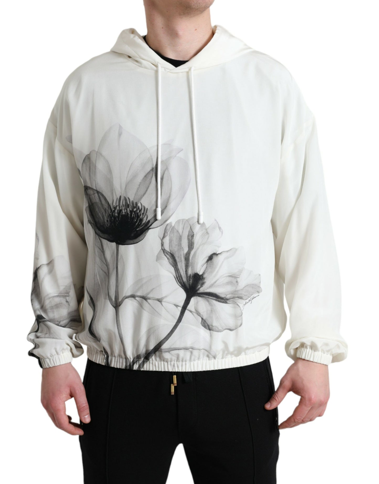 Dolce & Gabbana Elegant Blomster Silke Hættetrøje