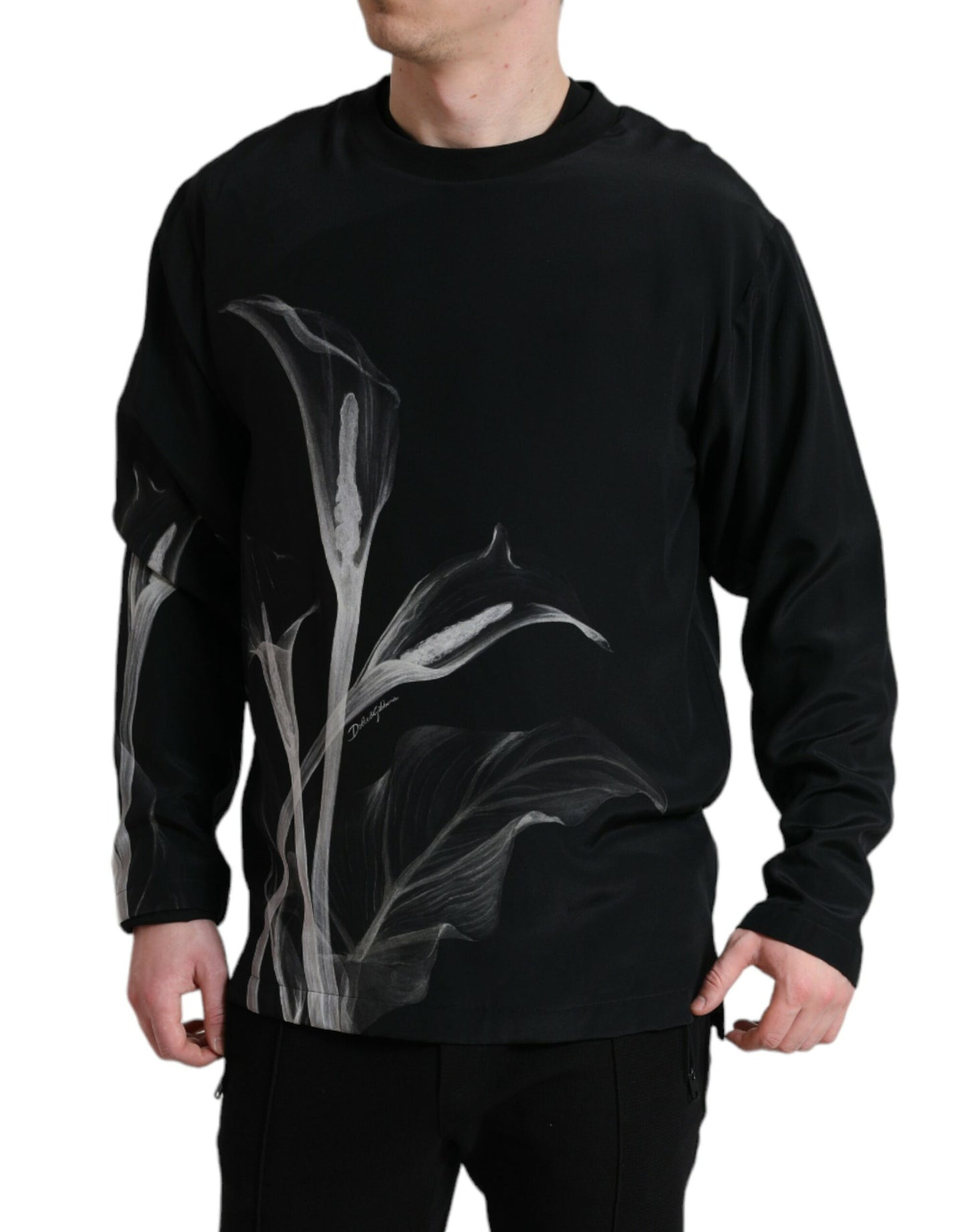 Dolce & Gabbana Blomster-silketrøje med rund hals