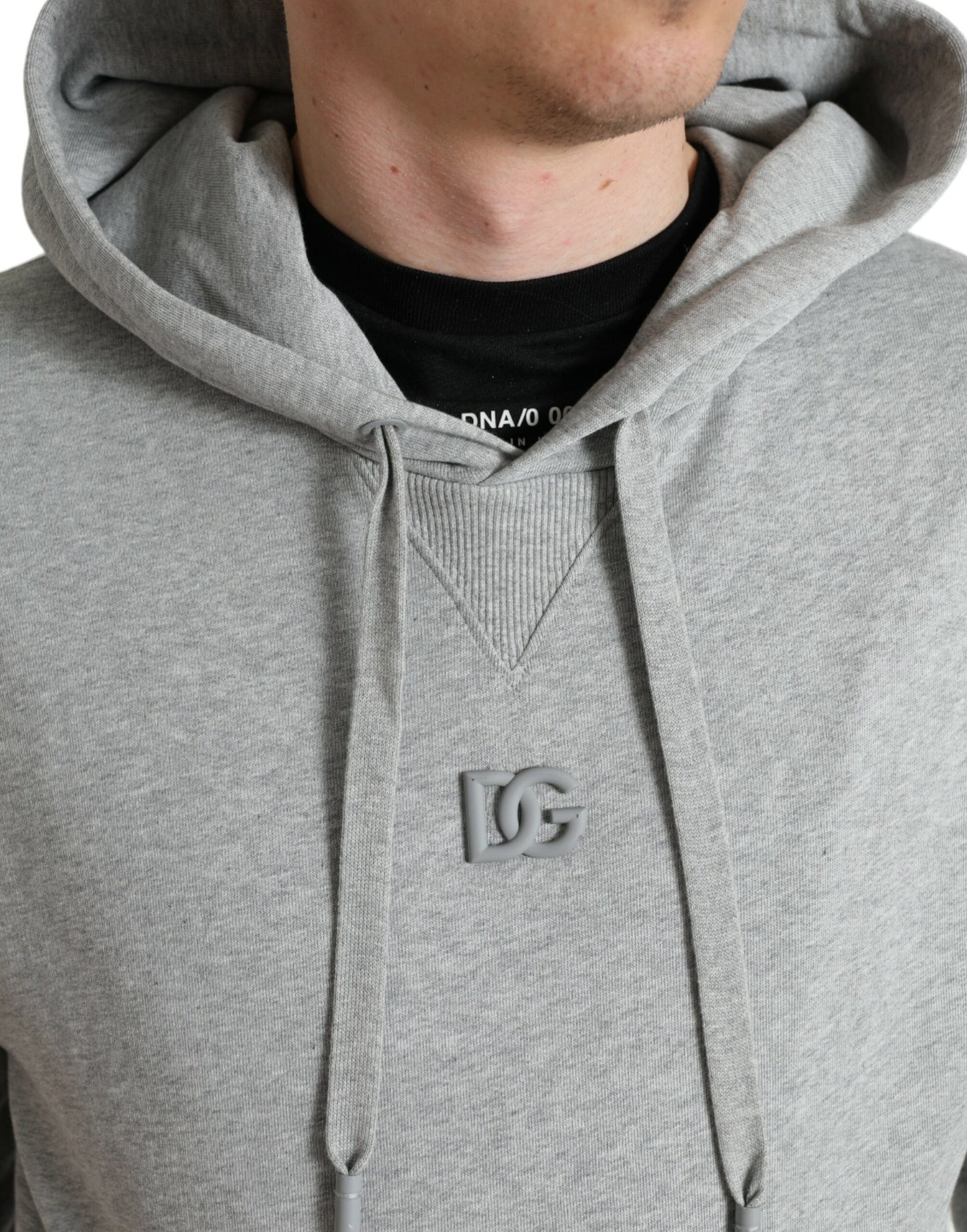 Dolce & Gabbana Chic Grå Logo Hættetrøje i Bomuld