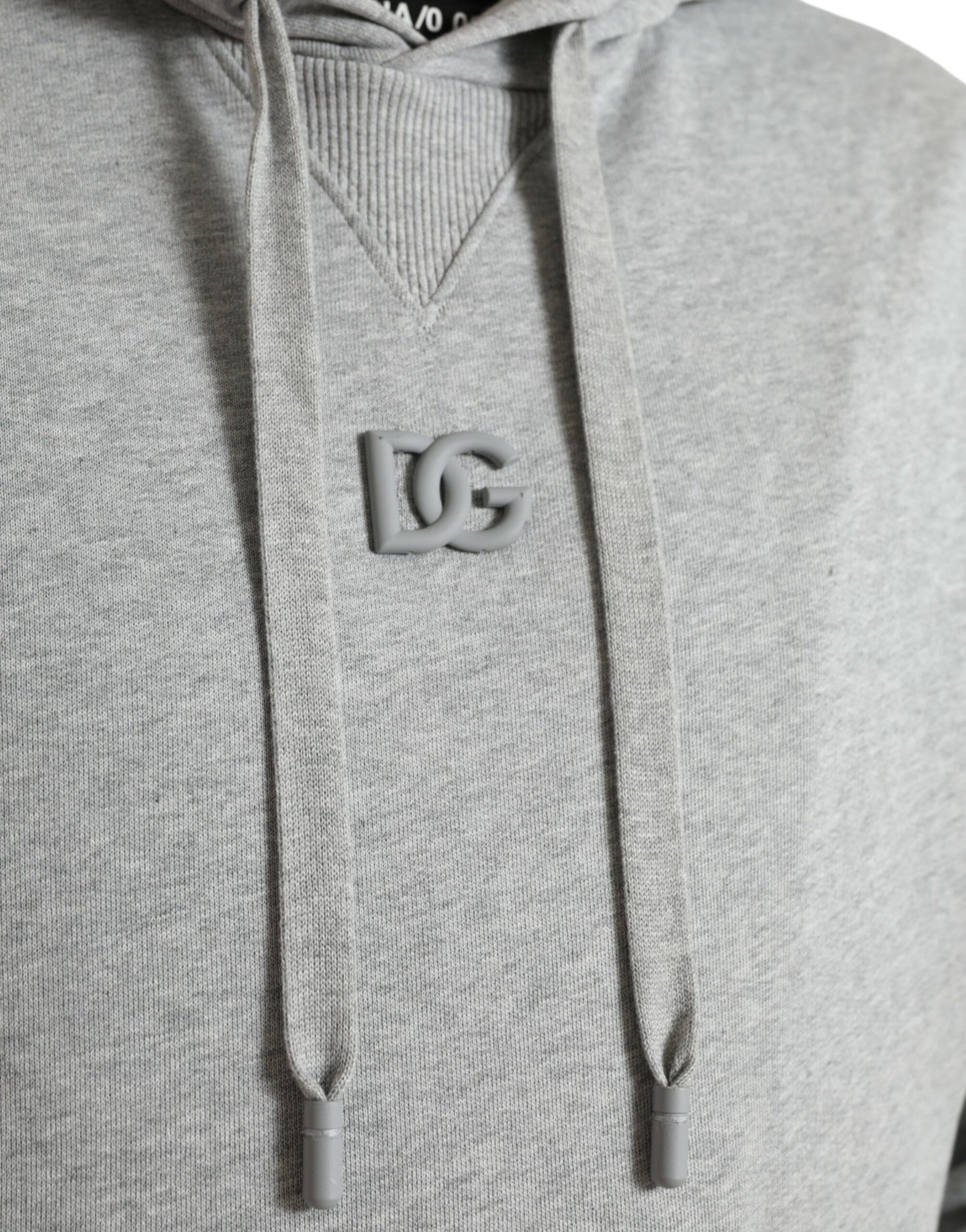Dolce & Gabbana Chic Grå Logo Hættetrøje i Bomuld