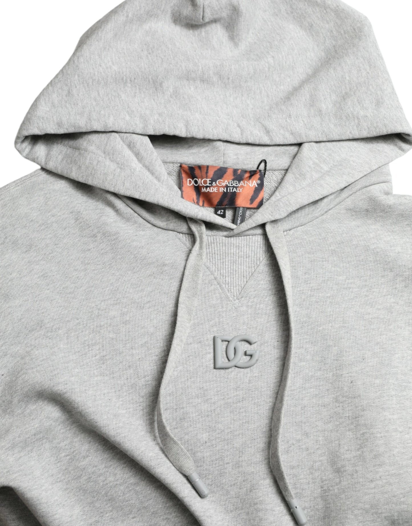 Dolce & Gabbana Chic Grå Logo Hættetrøje i Bomuld