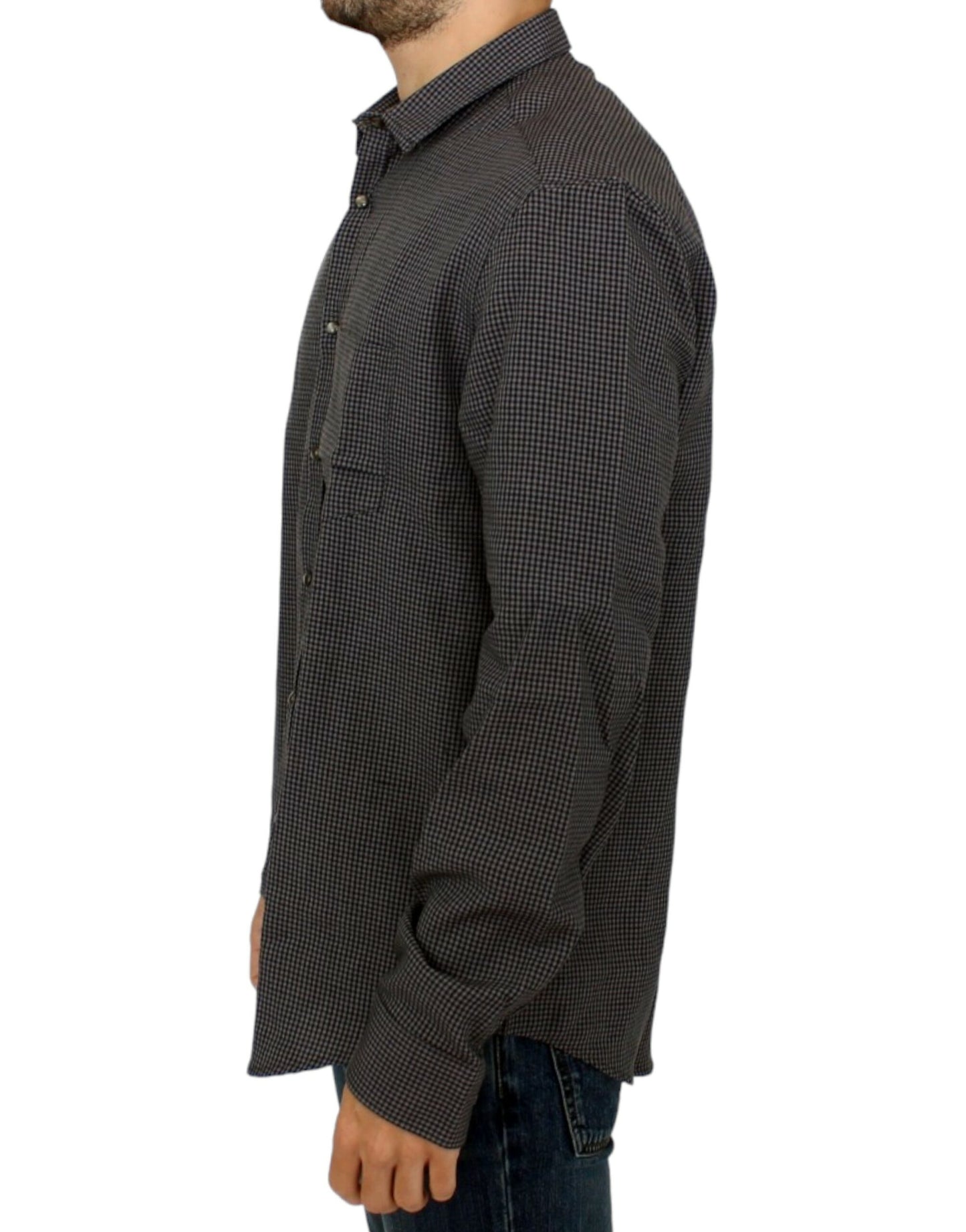 Costume National Chic gråternet casual skjorte i hørblanding