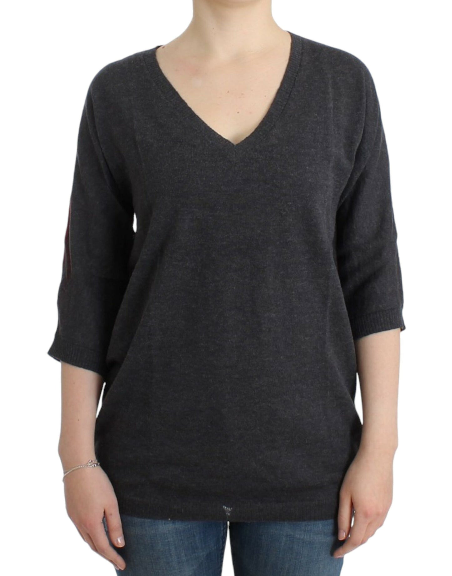 Costume National Chic V-hals Alpaca Blend Kortærmet Sweater