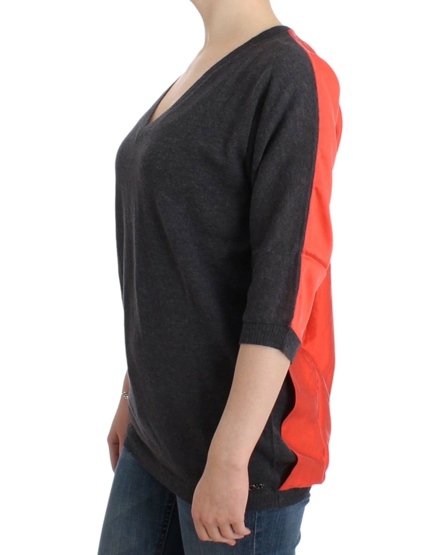 Costume National Chic V-hals Alpaca Blend Kortærmet Sweater