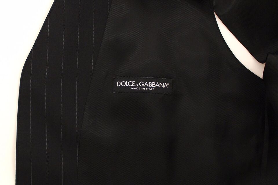 Dolce & Gabbana Chic Sort Stribet Uld Silke Kjolevest