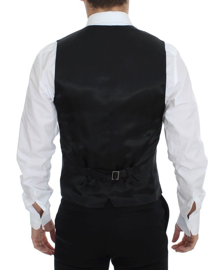 Dolce & Gabbana Chic Sort Stribet Uld Silke Kjolevest