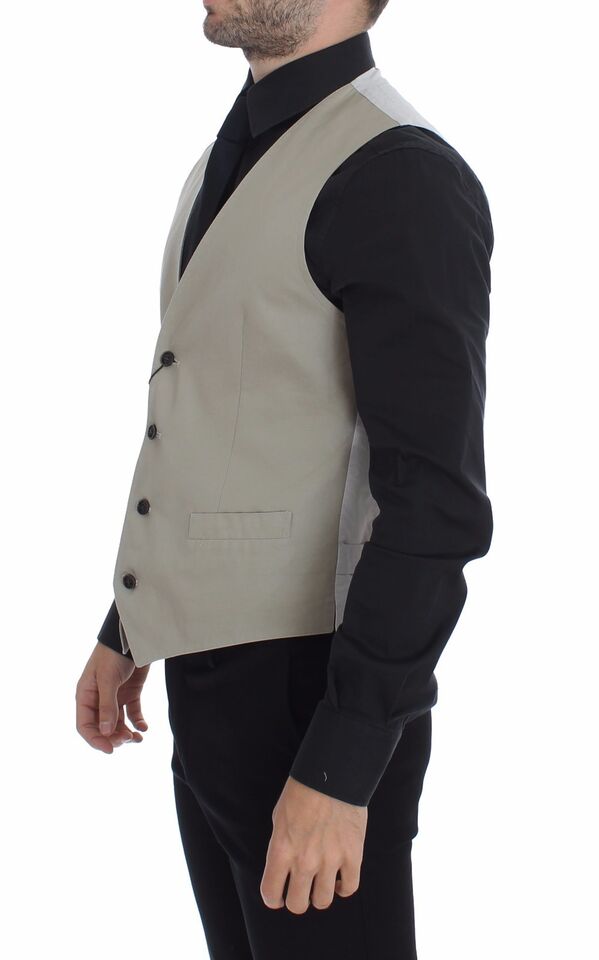 Dolce & Gabbana Chic Beige Enkeltradet Kjolevest