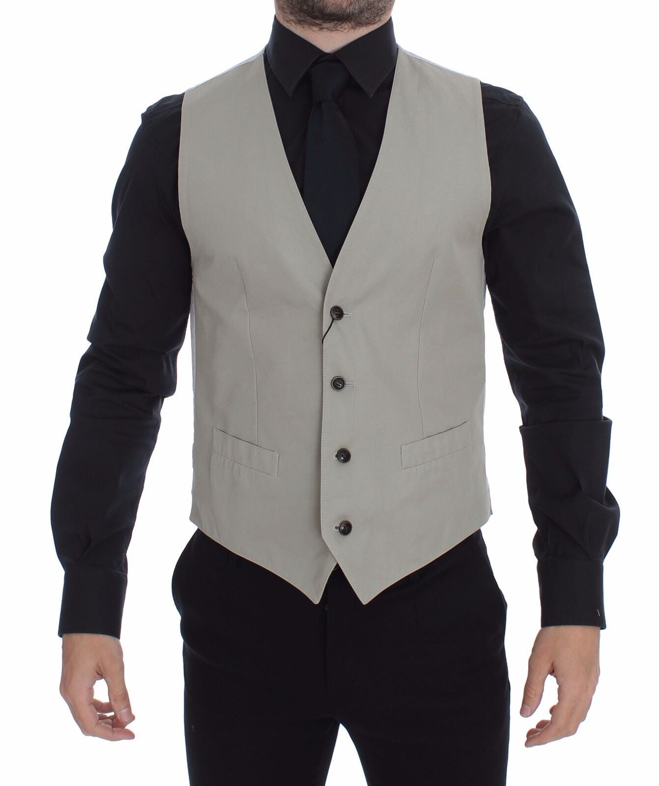Dolce & Gabbana Chic Beige Enkeltradet Kjolevest