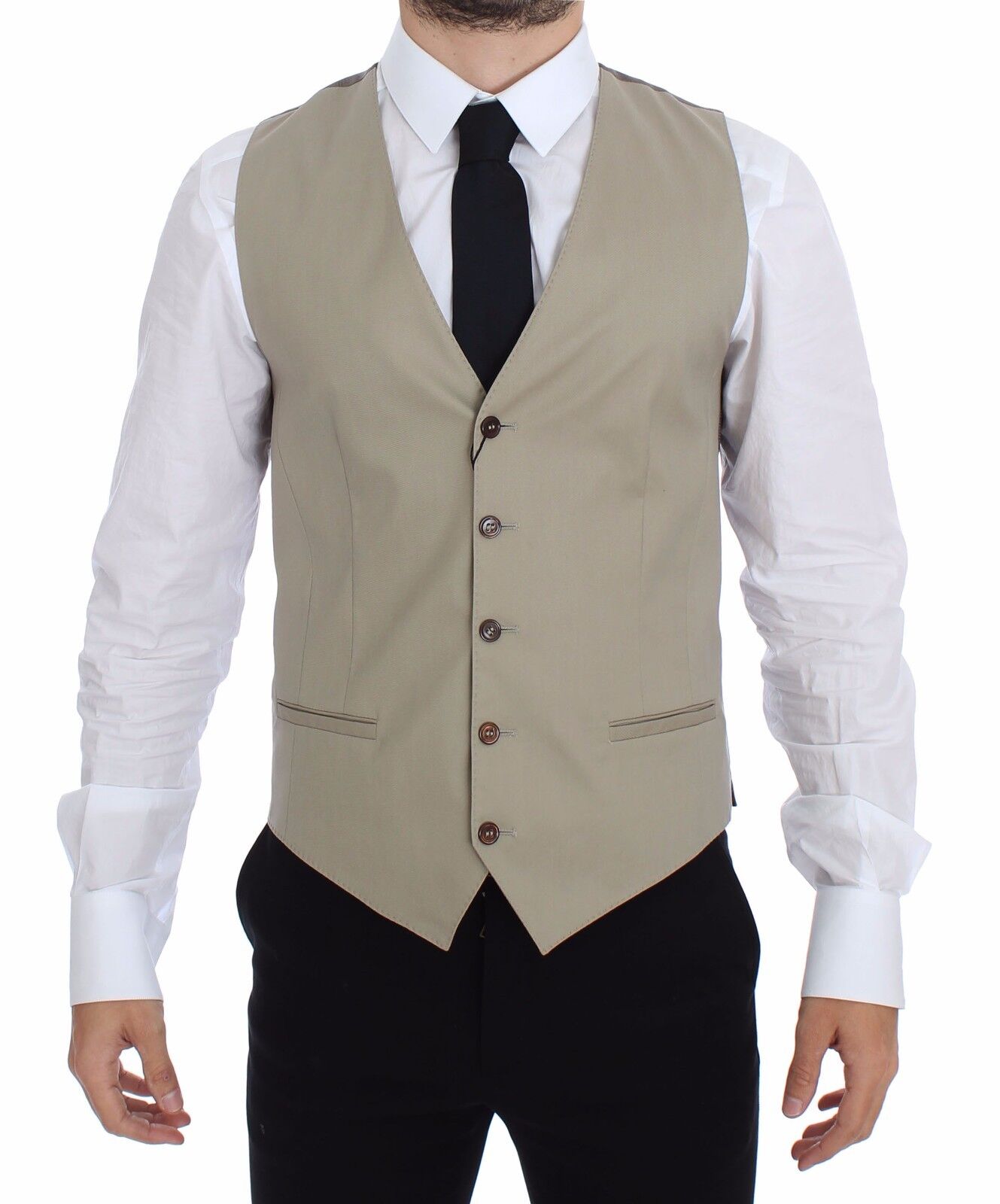 Dolce & Gabbana Elegant Beige Bomuldskjolevest