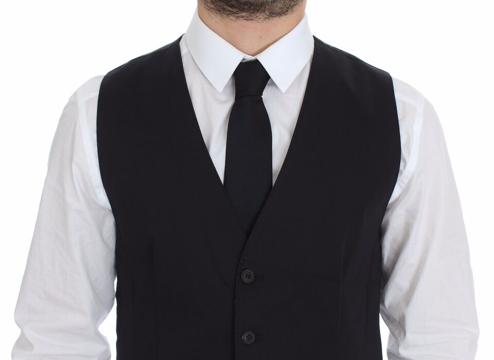 Dolce & Gabbana Elegant Blå Bomulds Stretch Kjolevest