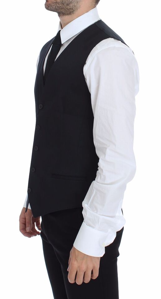 Dolce & Gabbana Elegant Blå Bomulds Stretch Kjolevest