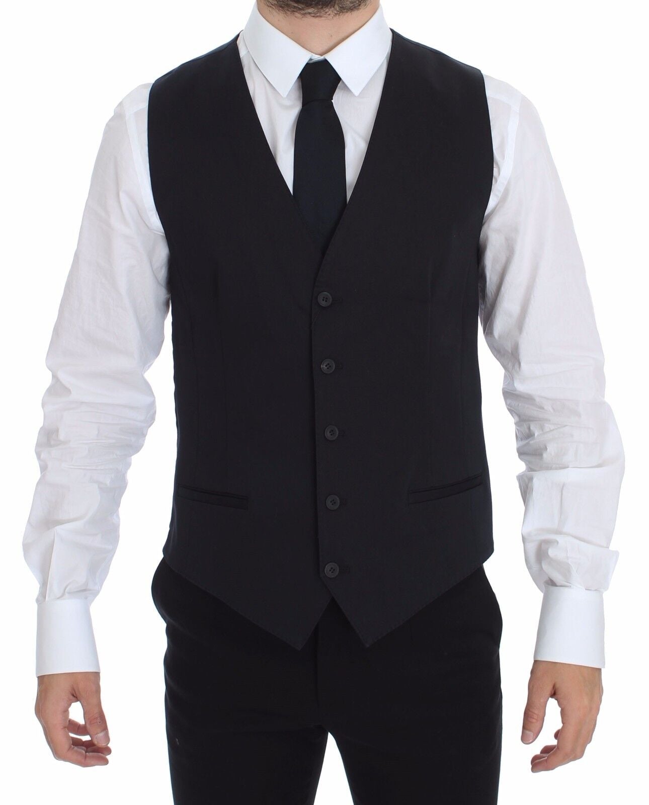 Dolce & Gabbana Elegant Blå Bomulds Stretch Kjolevest