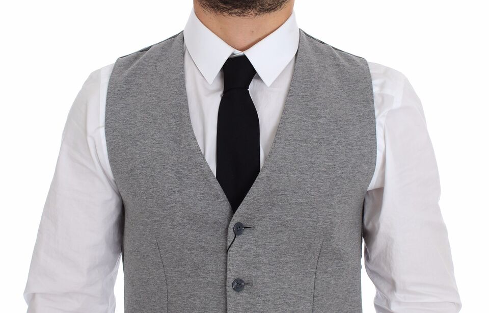 Dolce & Gabbana Elegant Grå Bomulds Stretch Kjolevest