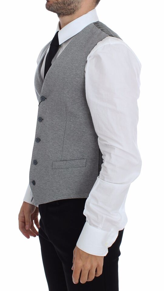 Dolce & Gabbana Elegant Grå Bomulds Stretch Kjolevest