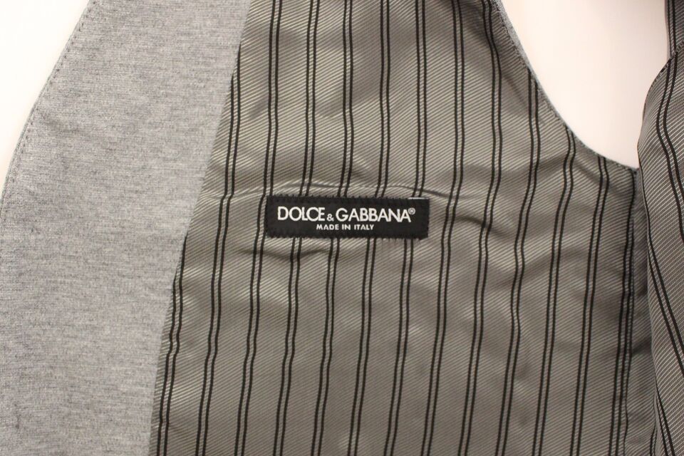Dolce & Gabbana Elegant Grå Bomulds Stretch Kjolevest