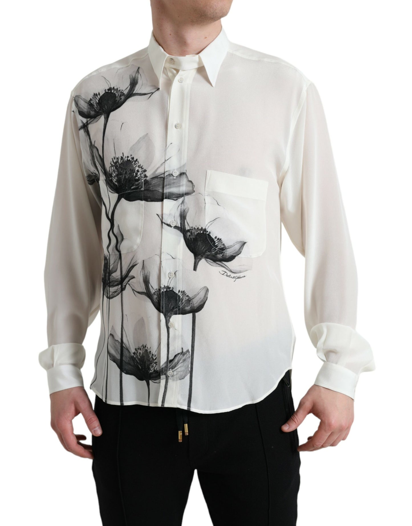 Dolce & Gabbana Elegant Blomster Silkeskjorte