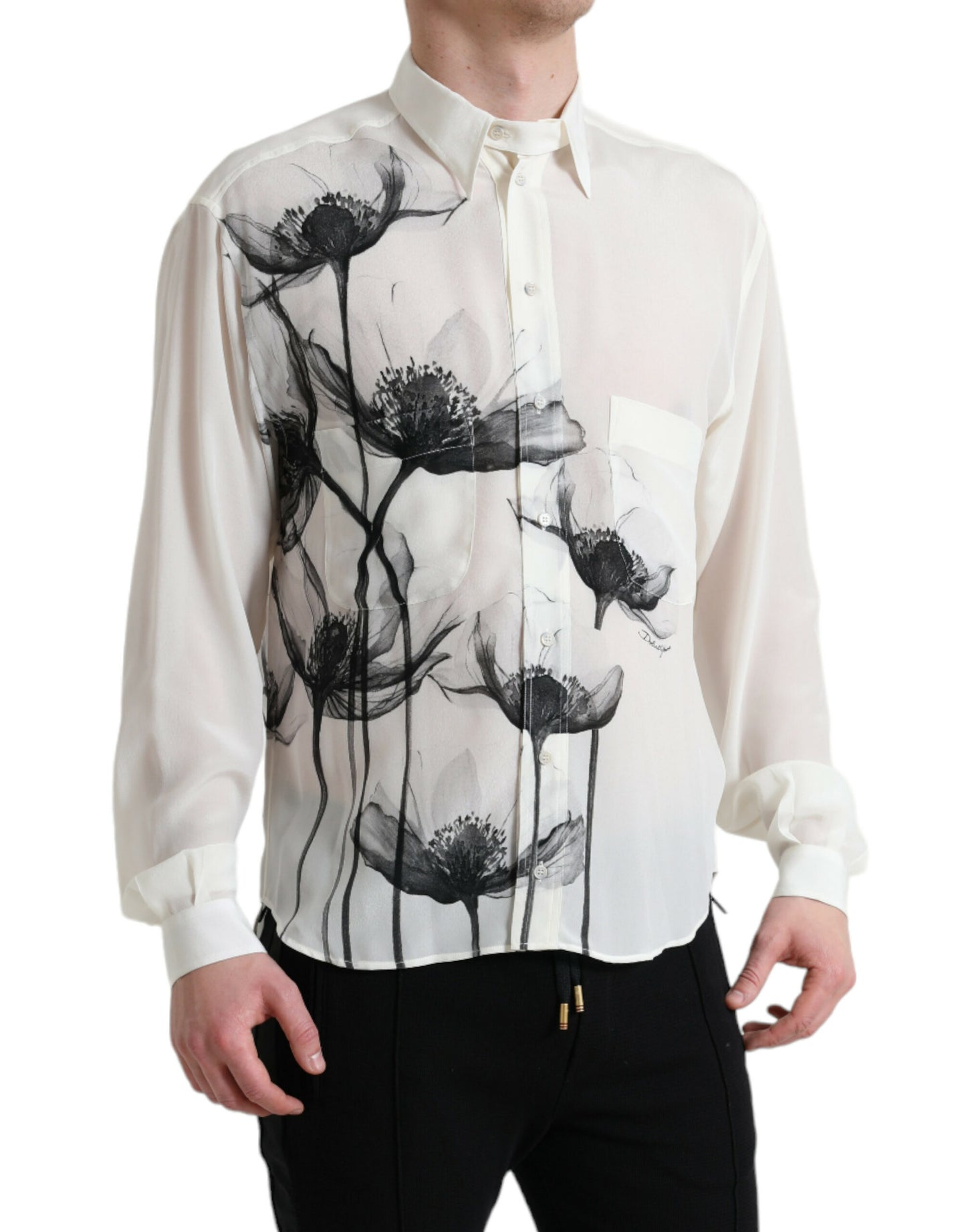 Dolce & Gabbana Elegant Blomster Silkeskjorte