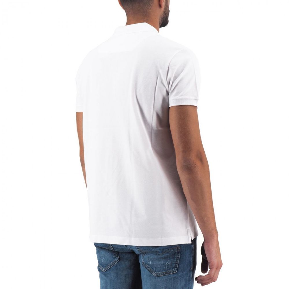 Diesel Elegant Hvid Bomuldspoloshirt med Kontrastlogo