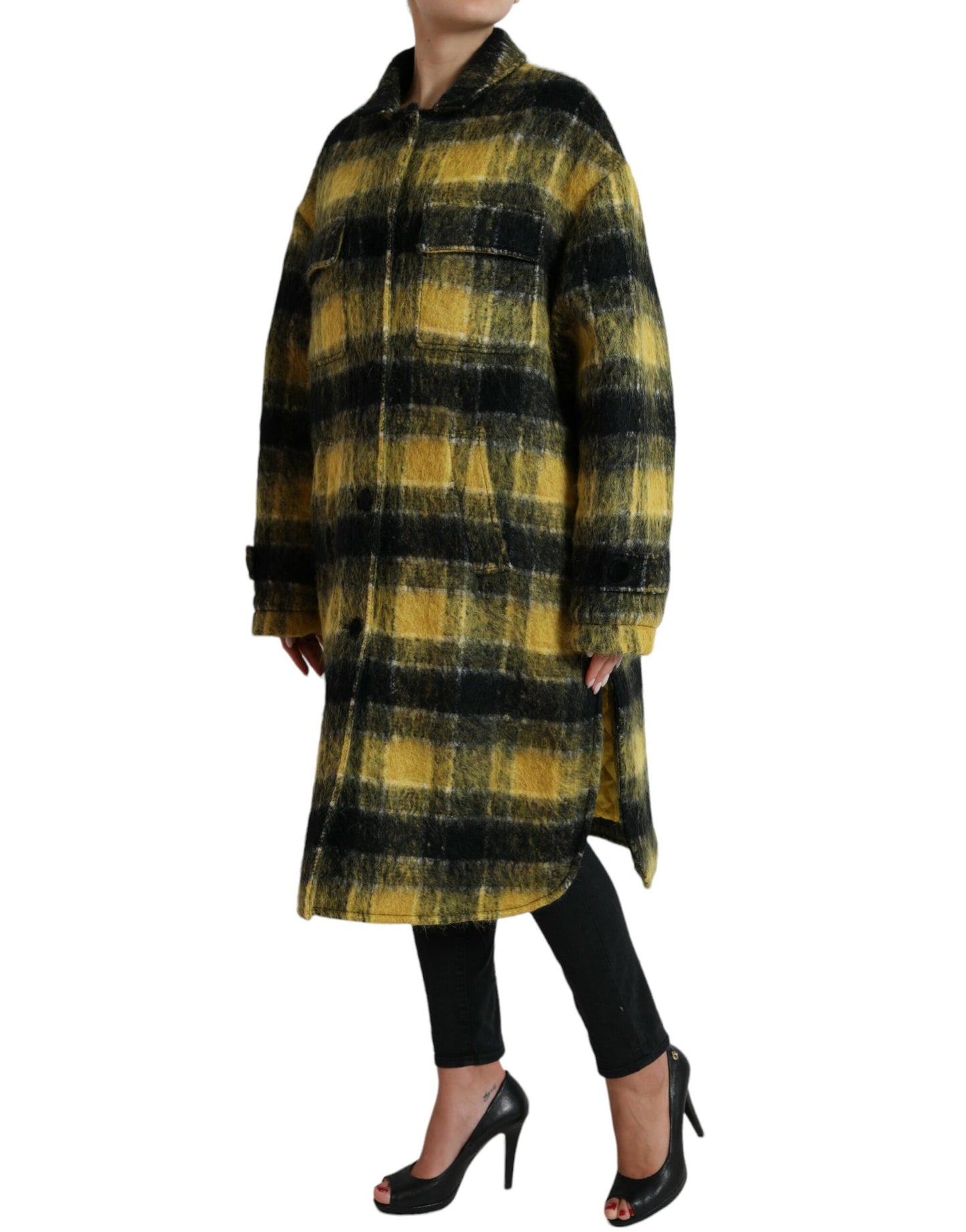 Dolce & Gabbana Chic Ternet Lang Frakke i Solskinsgult
