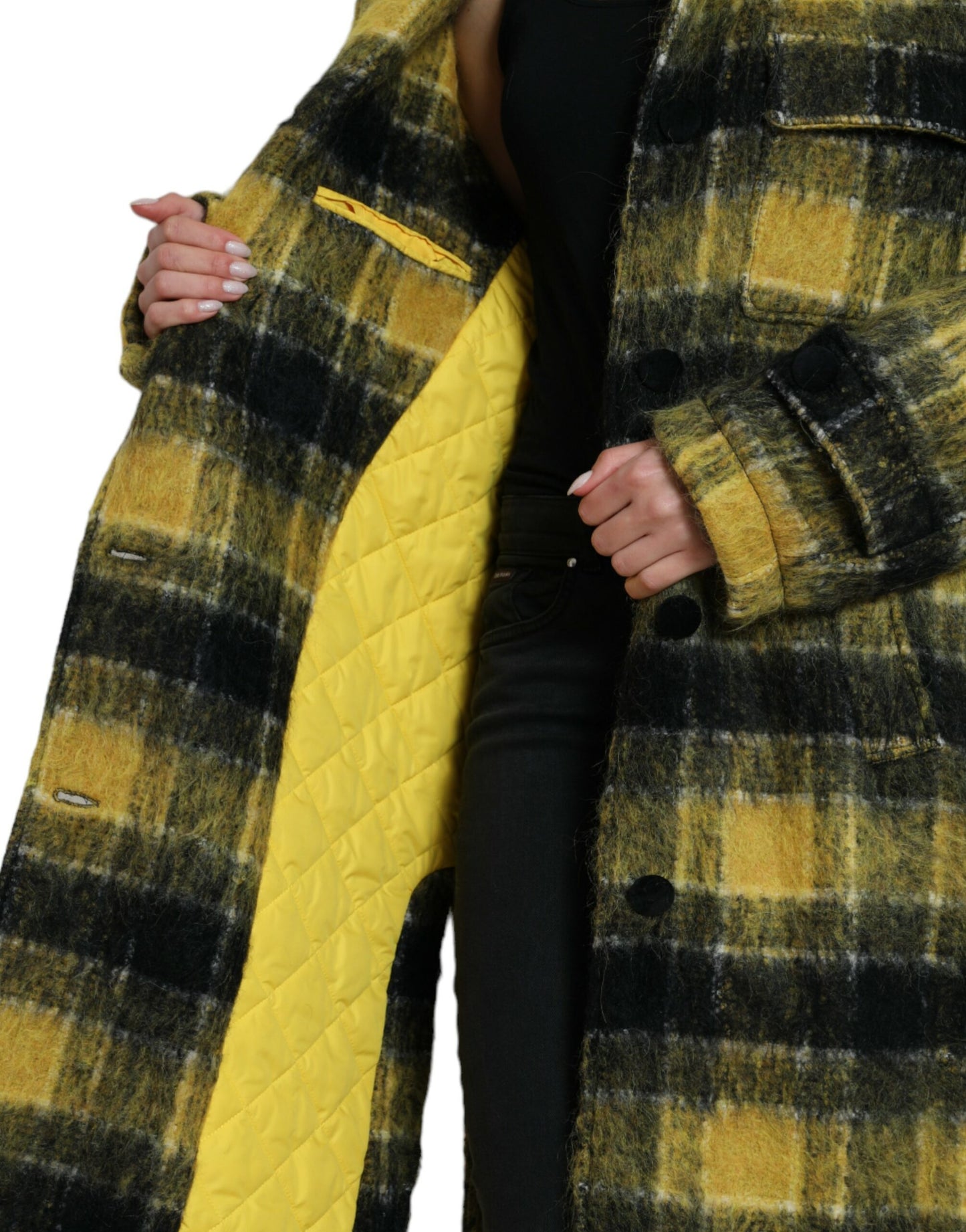 Dolce & Gabbana Chic Ternet Lang Frakke i Solskinsgult