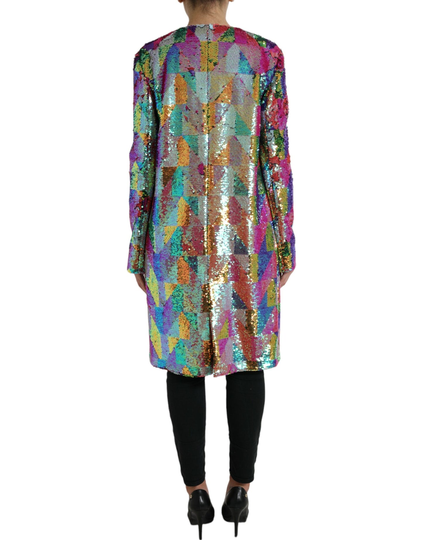 Dolce & Gabbana Flerfarvet Paillet Lang Jakke