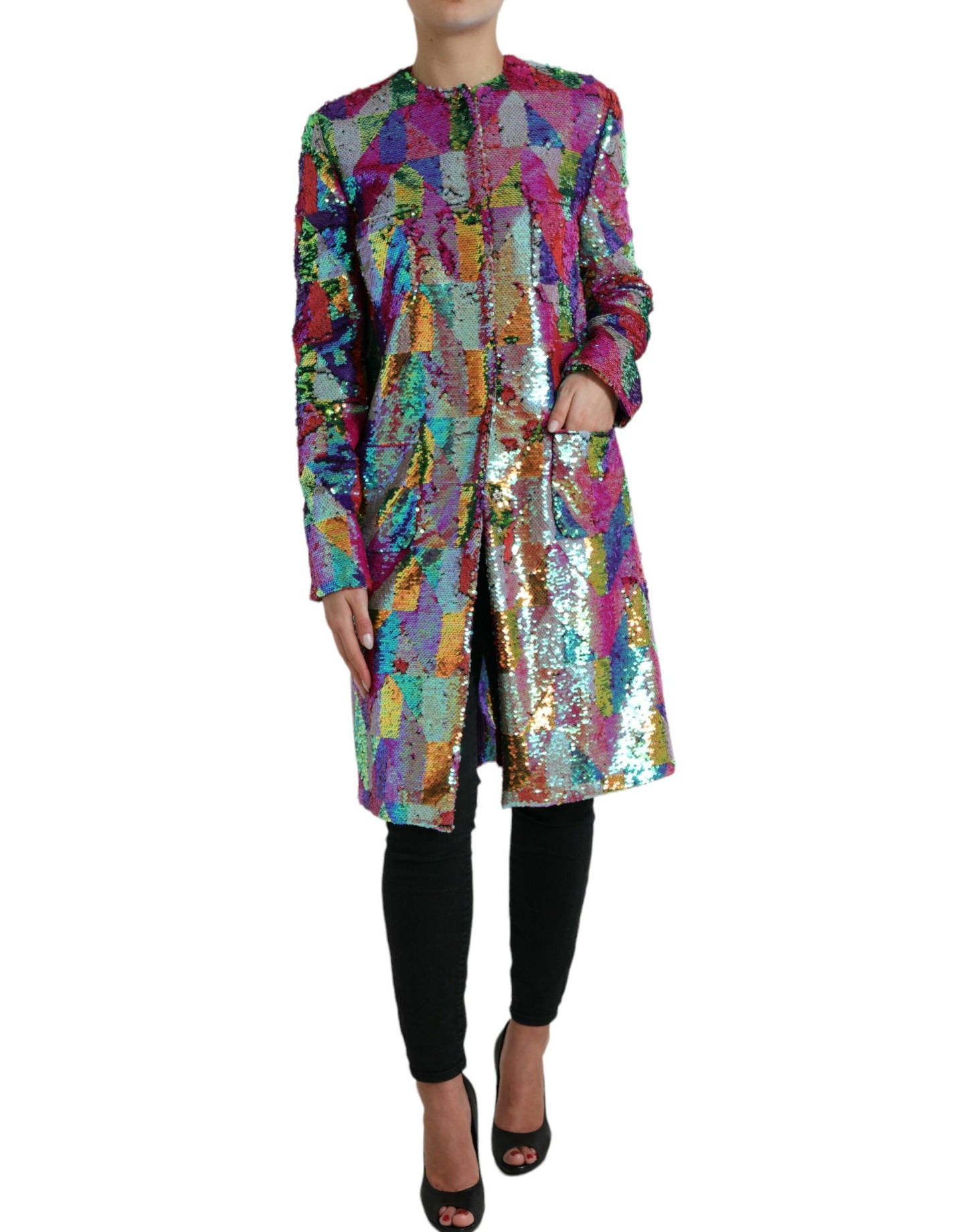 Dolce & Gabbana Flerfarvet Paillet Lang Jakke
