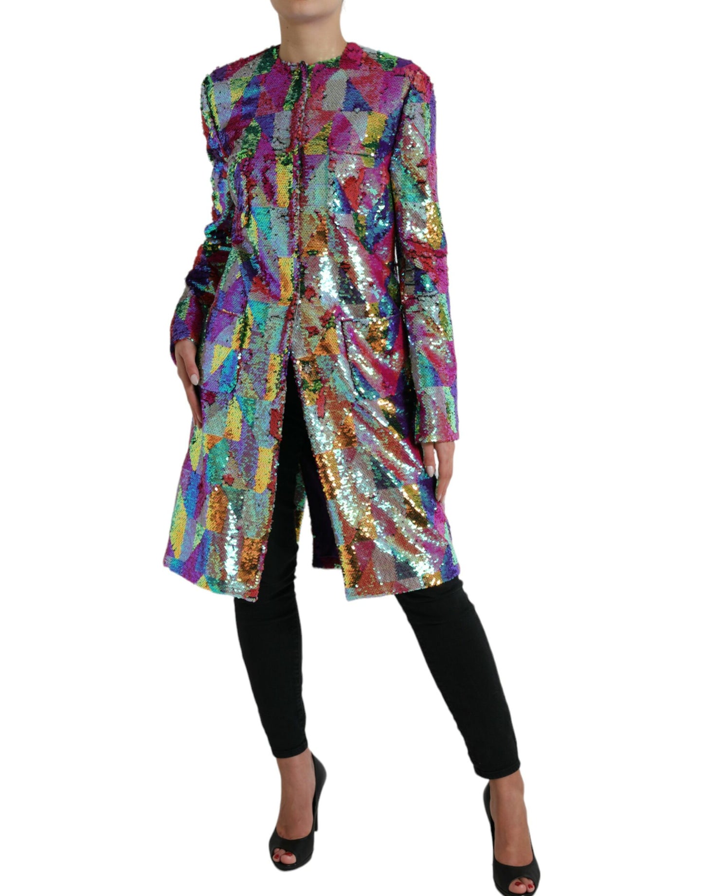 Dolce & Gabbana Flerfarvet Paillet Lang Jakke