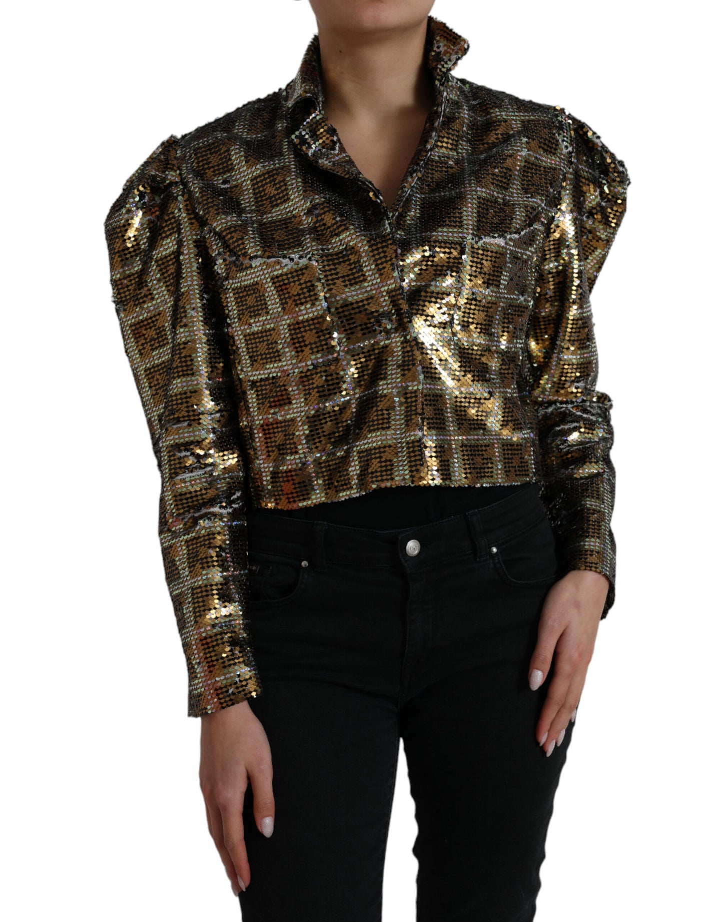 Dolce & Gabbana Flerfarvet Pailletbesat Cropped Jakke