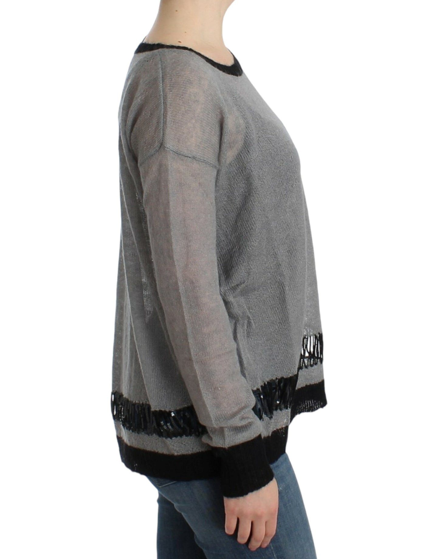 Costume National Chic Asymmetrisk Udsmykket Striktrøje