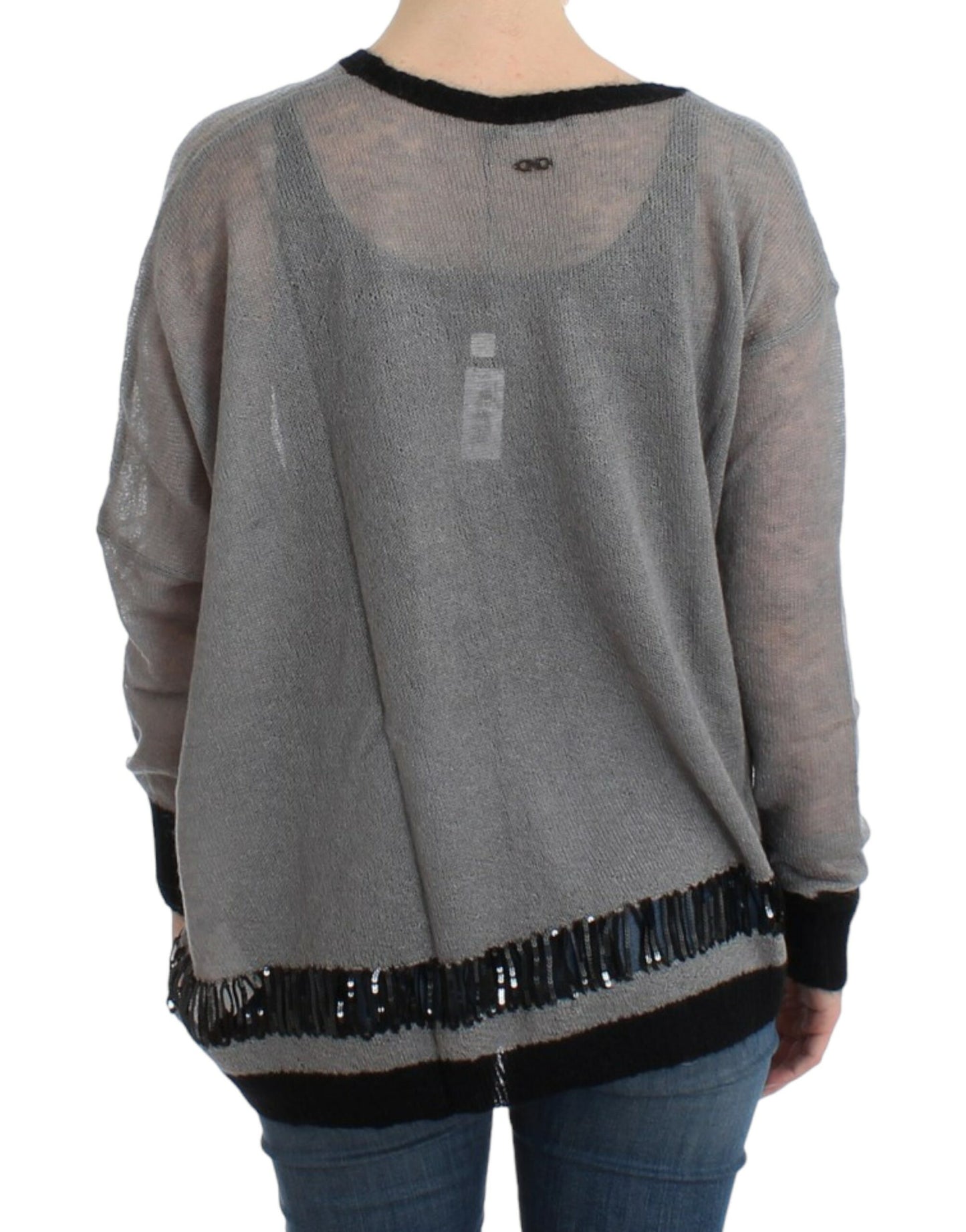 Costume National Chic Asymmetrisk Udsmykket Striktrøje