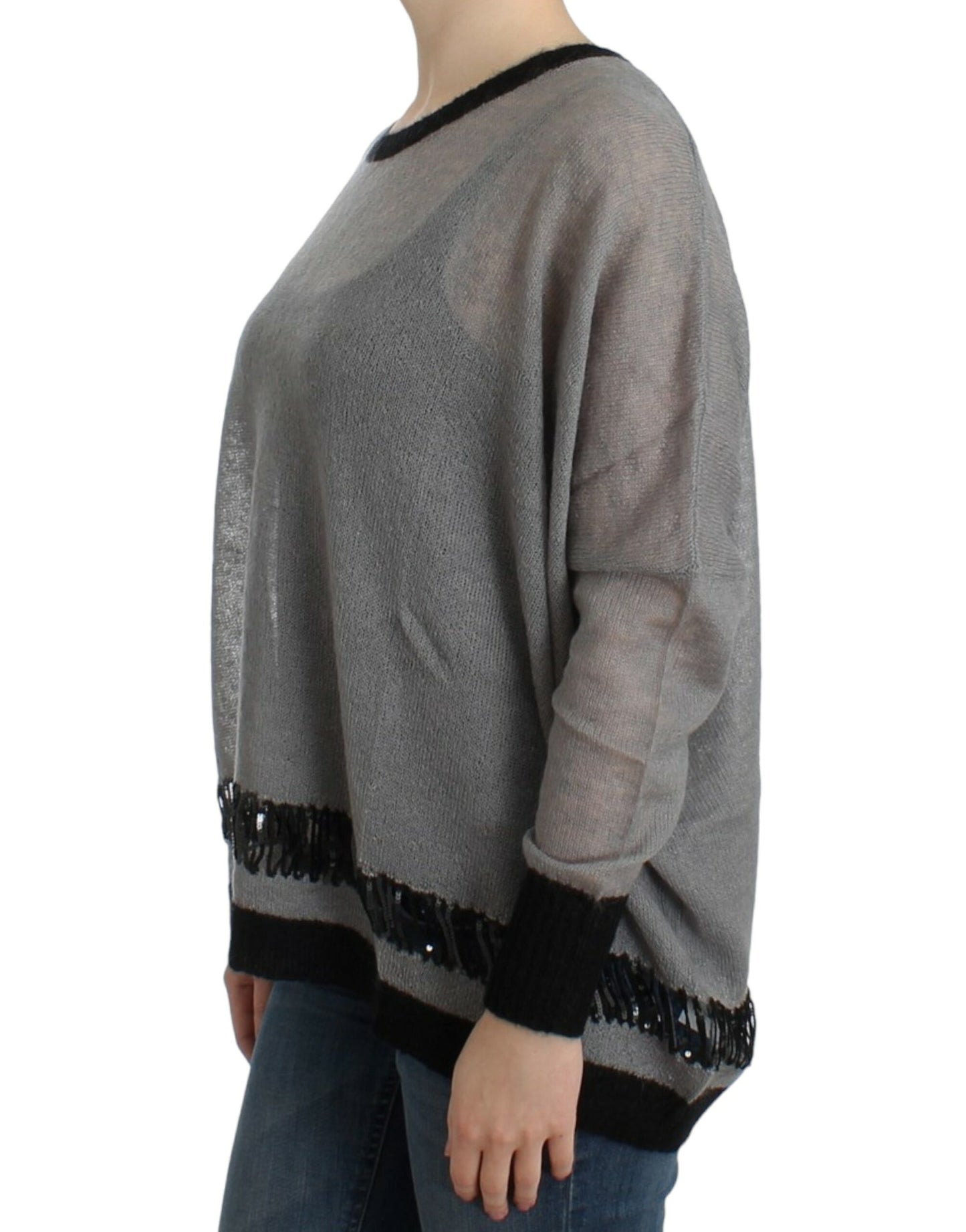 Costume National Chic Asymmetrisk Udsmykket Striktrøje