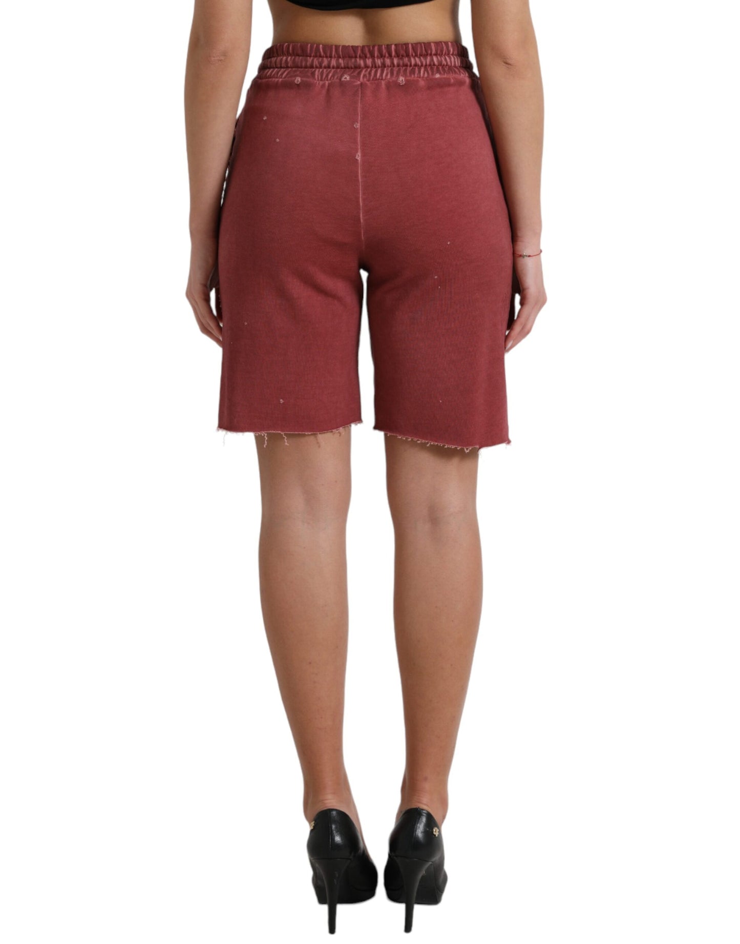 Dolce & Gabbana Chic Maroon højtaljede designer joggingshorts