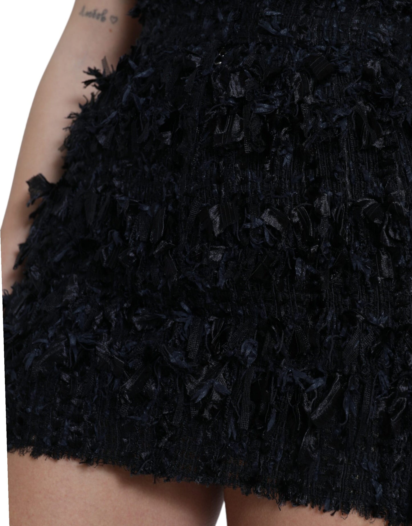 Dolce & Gabbana Elegant Tekstureret Højtaljet Mini Nederdel